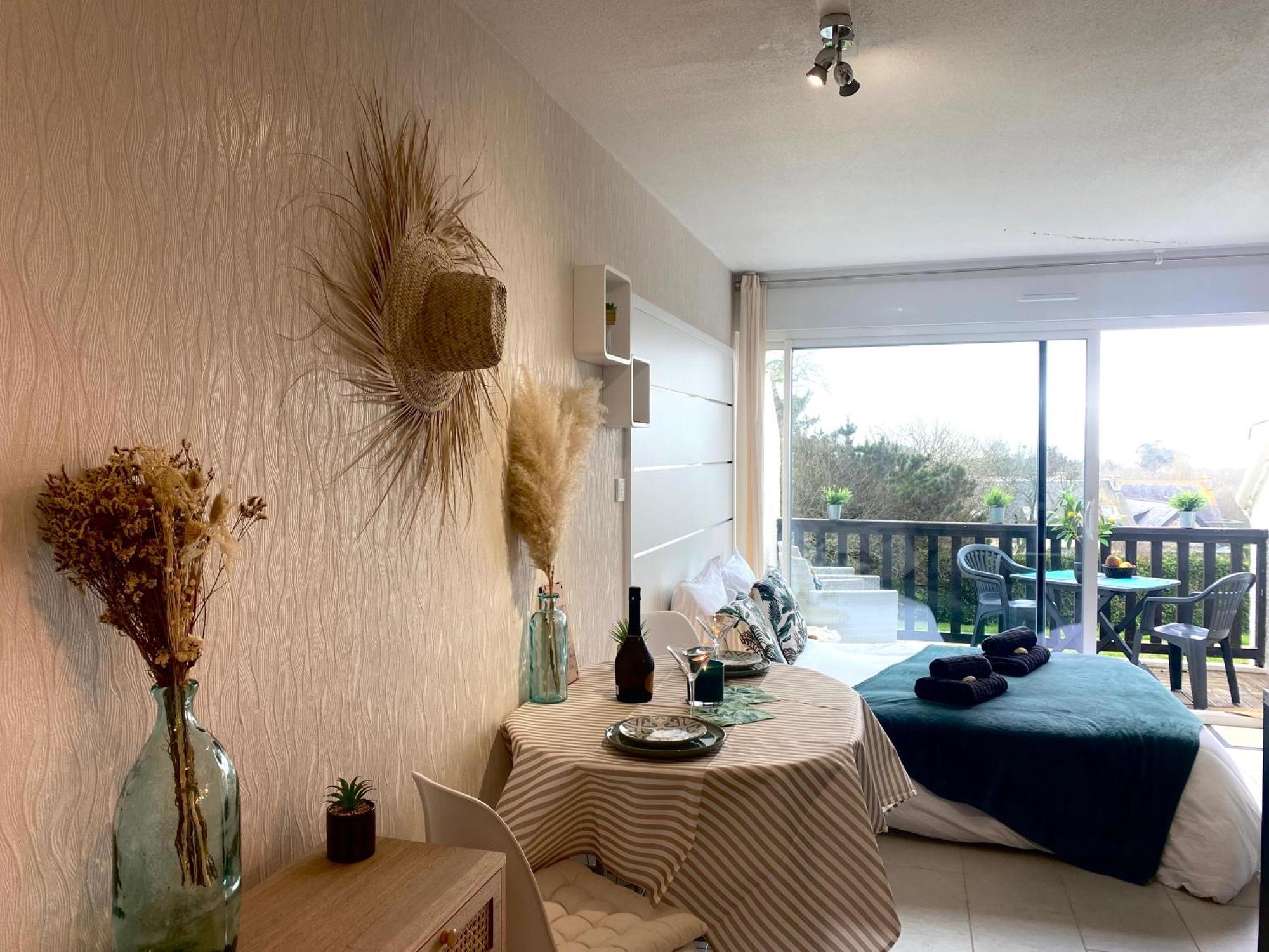 Studio Blue Horizon Vue Mer Guidel-Plage Exterior photo